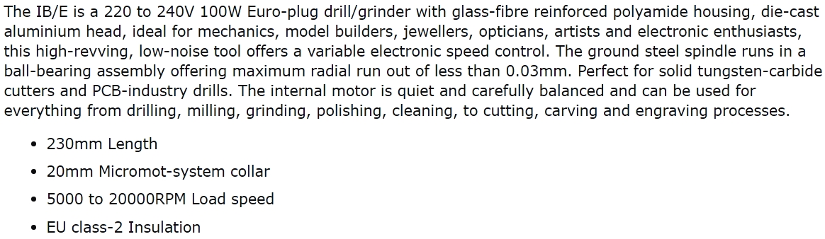 משחזת ציר פרוקסון PROXXON IBS E 28481 TEXT